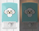Checkerboard Blue White Poodle Ceramic Night Light Compact, UL-Certified, Ideal for Bedroom, Bathroom, Nursery, Hallway, Kitchen, 6x4x3, Multicolor