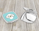 Checkerboard Blue White Poodle Compact Mirror Decorative Travel Makeup Mirror for Women Girls Gifts Pocket Makeup Mirror Folding Handheld