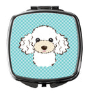 Checkerboard Blue White Poodle Compact Mirror Decorative Travel Makeup Mirror for Women Girls Gifts Pocket Makeup Mirror Folding Handheld