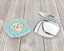 Checkerboard Blue Buff Poodle Compact Mirror Decorative Travel Makeup Mirror for Women Girls Gifts Pocket Makeup Mirror Folding Handheld