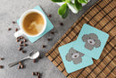 Checkerboard Blue Silver Gray Poodle Foam Coasters Set of 4 Cup Coasters for Indoor Outdoor, Tabletop Protection, Anti Slip, Mouse pad Material
