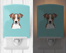 Checkerboard Blue Jack Russell Terrier Ceramic Night Light Compact, UL-Certified, Ideal for Bedroom, Bathroom, Nursery, Hallway, Kitchen, 6x4x3, Multicolor