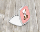 Checkerboard Pink Jack Russell Terrier Compact Mirror Decorative Travel Makeup Mirror for Women Girls Gifts Pocket Makeup Mirror Folding Handheld