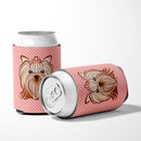 Checkerboard Pink Yorkie Yorkishire Terrier Can or Bottle Hugger Cooler Sleeve for Standard 12 oz Cans, Insulated Foam Beer & Soda Can Hugger Reusable