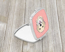 Checkerboard Pink Golden Retriever Compact Mirror Decorative Travel Makeup Mirror for Women Girls Gifts Pocket Makeup Mirror Folding Handheld