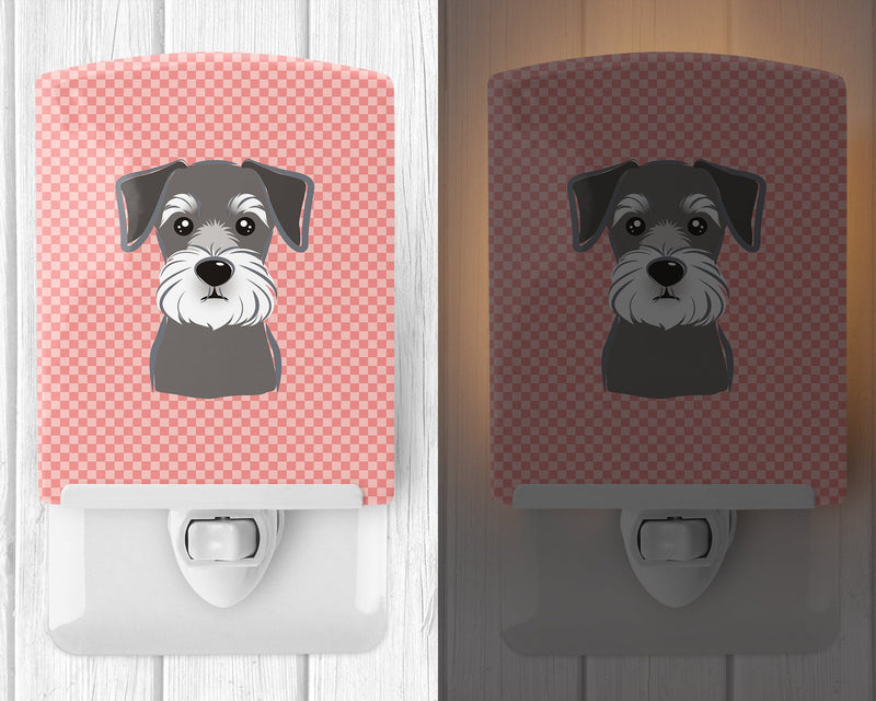 Checkerboard Pink Schnauzer Ceramic Night Light BB1206CNL