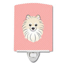 Checkerboard Pink Pomeranian Ceramic Night Light Compact, UL-Certified, Ideal for Bedroom, Bathroom, Nursery, Hallway, Kitchen, 6x4x3, Multicolor