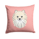 Checkerboard Pink Pomeranian Decorative Throw Pillow 14x14 Indoor Outdoor Accent Cushion, Fabric Cover with Insert for Sofa, Bed, Porch & Living Room