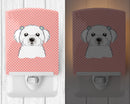 Checkerboard Pink Maltese Ceramic Night Light Compact, UL-Certified, Ideal for Bedroom, Bathroom, Nursery, Hallway, Kitchen, 6x4x3, Multicolor