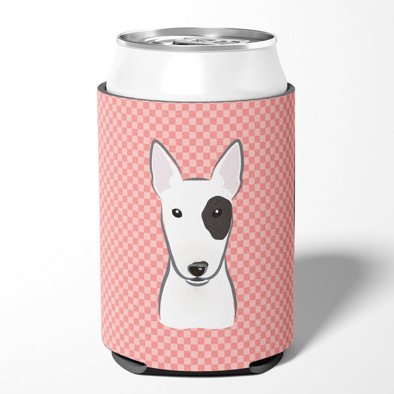 Checkerboard Pink Bull Terrier Can or Bottle Hugger BB1209CC