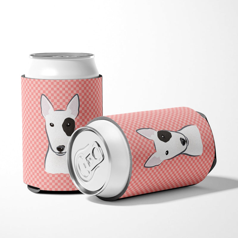 Checkerboard Pink Bull Terrier Can or Bottle Hugger BB1209CC