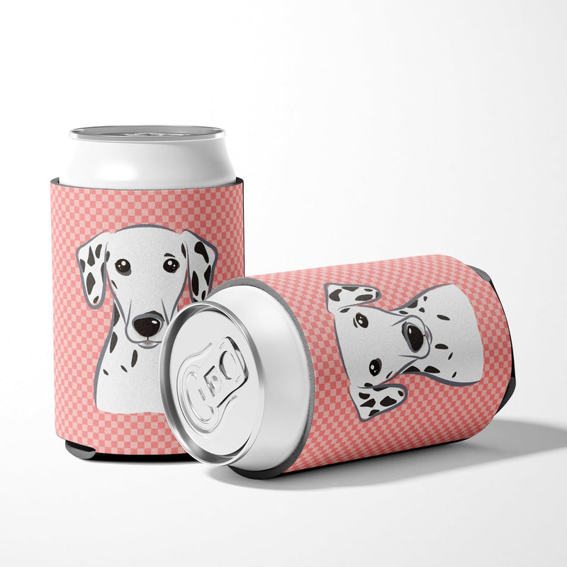 Checkerboard Pink Dalmatian Can or Bottle Hugger BB1210CC