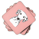 Checkerboard Pink Dalmatian Foam Coasters Set of 4 Cup Coasters for Indoor Outdoor, Tabletop Protection, Anti Slip, Mouse pad Material
