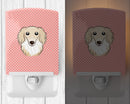 Checkerboard Pink Longhair Creme Dachshund Ceramic Night Light Compact, UL-Certified, Ideal for Bedroom, Bathroom, Nursery, Hallway, Kitchen, 6x4x3, Multicolor