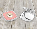 Checkerboard Pink Longhair Creme Dachshund Compact Mirror Decorative Travel Makeup Mirror for Women Girls Gifts Pocket Makeup Mirror Folding Handheld