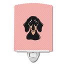 Checkerboard Pink Smooth Black and Tan Dachshund Ceramic Night Light Compact, UL-Certified, Ideal for Bedroom, Bathroom, Nursery, Hallway, Kitchen, 6x4x3, Multicolor