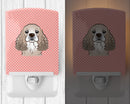 Checkerboard Pink Cocker Spaniel Ceramic Night Light Compact, UL-Certified, Ideal for Bedroom, Bathroom, Nursery, Hallway, Kitchen, 6x4x3, Multicolor
