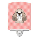 Checkerboard Pink Cocker Spaniel Ceramic Night Light Compact, UL-Certified, Ideal for Bedroom, Bathroom, Nursery, Hallway, Kitchen, 6x4x3, Multicolor