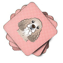 Checkerboard Pink Cocker Spaniel Foam Coasters Set of 4 Cup Coasters for Indoor Outdoor, Tabletop Protection, Anti Slip, Mouse pad Material