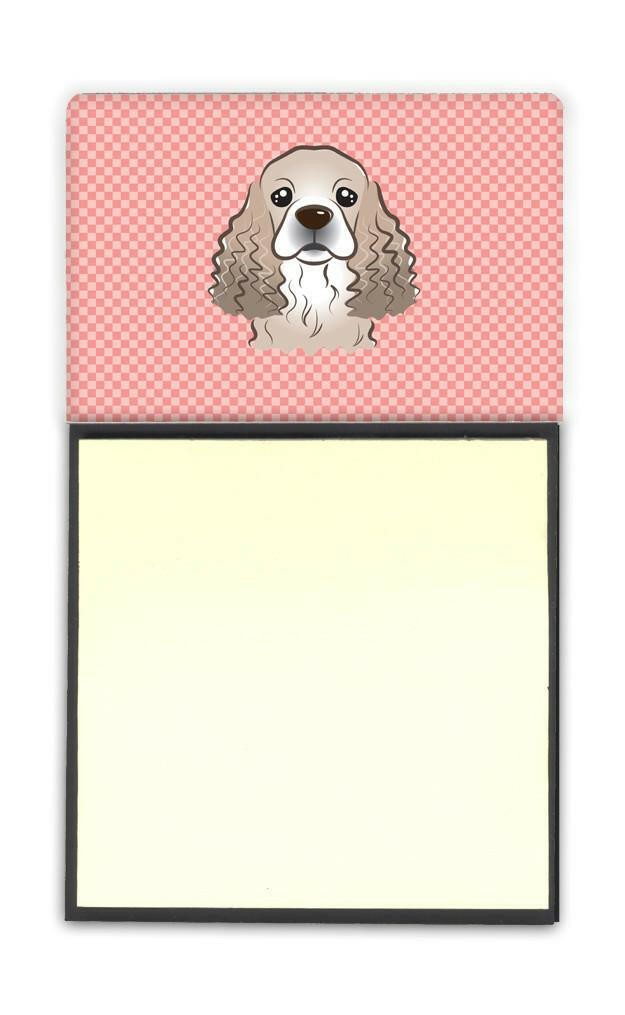 Checkerboard Pink Cocker Spaniel Refiillable Sticky Note Holder or Note Dispenser BB1216SN