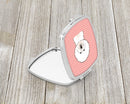 Checkerboard Pink Bichon Frise Compact Mirror Decorative Travel Makeup Mirror for Women Girls Gifts Pocket Makeup Mirror Folding Handheld