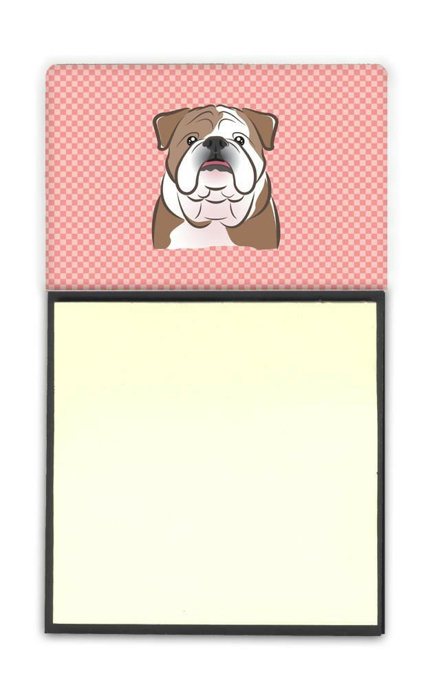 Checkerboard Pink English Bulldog  Refiillable Sticky Note Holder or Note Dispenser BB1219SN