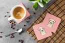 Checkerboard Pink Yellow Labrador Foam Coasters Set of 4 Cup Coasters for Indoor Outdoor, Tabletop Protection, Anti Slip, Mouse pad Material