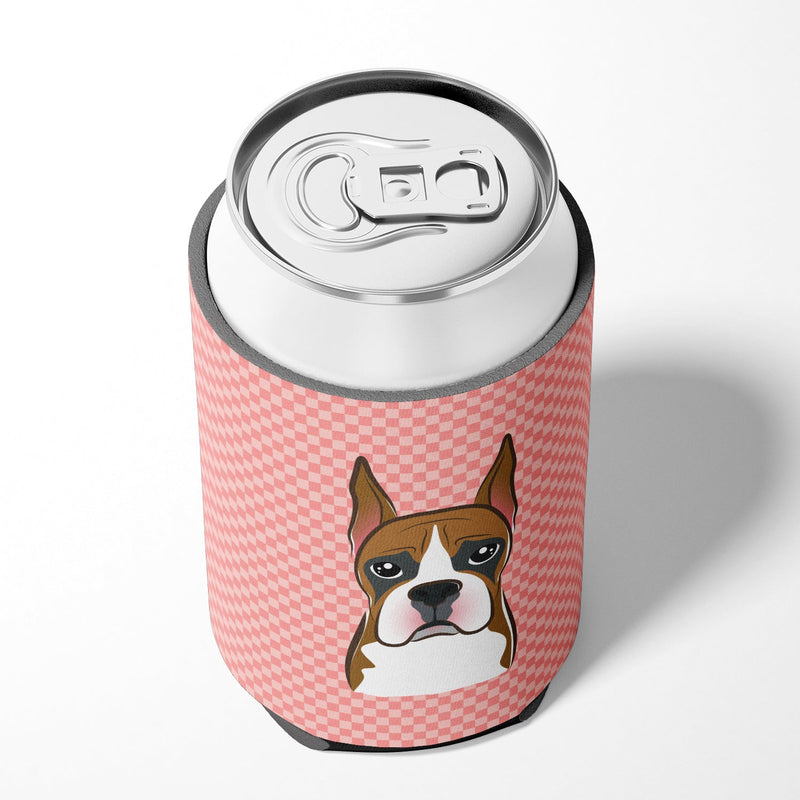 Checkerboard Pink Boxer Can or Bottle Hugger BB1223CC