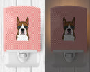 Checkerboard Pink Boxer Ceramic Night Light Compact, UL-Certified, Ideal for Bedroom, Bathroom, Nursery, Hallway, Kitchen, 6x4x3, Multicolor