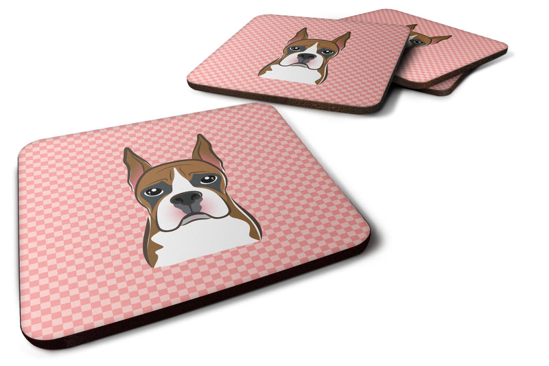 Set of 4 Checkerboard Pink Boxer Foam Coasters BB1223FC