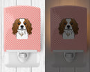 Checkerboard Pink Cavalier Spaniel Ceramic Night Light Compact, UL-Certified, Ideal for Bedroom, Bathroom, Nursery, Hallway, Kitchen, 6x4x3, Multicolor