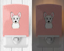 Checkerboard Pink Westie Ceramic Night Light Compact, UL-Certified, Ideal for Bedroom, Bathroom, Nursery, Hallway, Kitchen, 6x4x3, Multicolor