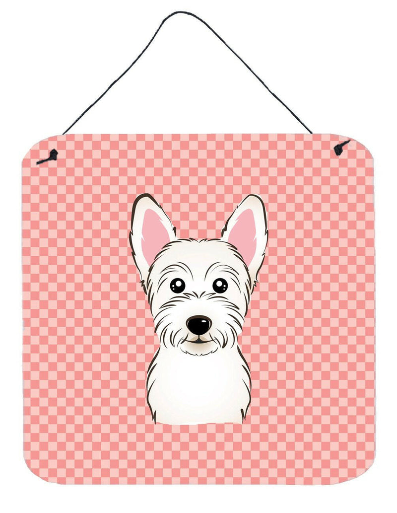 Checkerboard Pink Westie Aluminium Metal Wall or Door Hanging Prints BB1226DS66