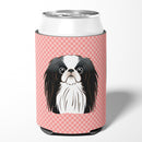 Checkerboard Pink Japanese Chin Can or Bottle Hugger Cooler Sleeve for Standard 12 oz Cans, Insulated Foam Beer & Soda Can Hugger Reusable