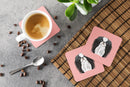 Checkerboard Pink Japanese Chin Foam Coasters Set of 4 Cup Coasters for Indoor Outdoor, Tabletop Protection, Anti Slip, Mouse pad Material