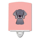 Checkerboard Pink  Weimaraner Ceramic Night Light Compact, UL-Certified, Ideal for Bedroom, Bathroom, Nursery, Hallway, Kitchen, 6x4x3, Multicolor