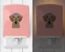 Checkerboard Pink Wirehaired Dachshund Ceramic Night Light Compact, UL-Certified, Ideal for Bedroom, Bathroom, Nursery, Hallway, Kitchen, 6x4x3, Multicolor