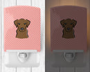 Checkerboard Pink Chocolate Labrador Ceramic Night Light Compact, UL-Certified, Ideal for Bedroom, Bathroom, Nursery, Hallway, Kitchen, 6x4x3, Multicolor