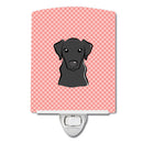 Checkerboard Pink Black Labrador Ceramic Night Light Compact, UL-Certified, Ideal for Bedroom, Bathroom, Nursery, Hallway, Kitchen, 6x4x3, Multicolor
