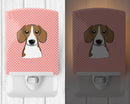 Checkerboard Pink Beagle Ceramic Night Light Compact, UL-Certified, Ideal for Bedroom, Bathroom, Nursery, Hallway, Kitchen, 6x4x3, Multicolor