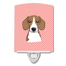 Checkerboard Pink Beagle Ceramic Night Light Compact, UL-Certified, Ideal for Bedroom, Bathroom, Nursery, Hallway, Kitchen, 6x4x3, Multicolor