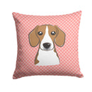 Checkerboard Pink Beagle Decorative Throw Pillow 14x14 Indoor Outdoor Accent Cushion, Fabric Cover with Insert for Sofa, Bed, Porch & Living Room