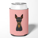 Checkerboard Pink Min Pin Can or Bottle Hugger Cooler Sleeve for Standard 12 oz Cans, Insulated Foam Beer & Soda Can Hugger Reusable