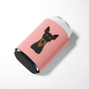 Checkerboard Pink Min Pin Can or Bottle Hugger Cooler Sleeve for Standard 12 oz Cans, Insulated Foam Beer & Soda Can Hugger Reusable