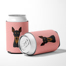 Checkerboard Pink Min Pin Can or Bottle Hugger Cooler Sleeve for Standard 12 oz Cans, Insulated Foam Beer & Soda Can Hugger Reusable