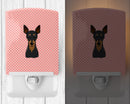 Checkerboard Pink Min Pin Ceramic Night Light Compact, UL-Certified, Ideal for Bedroom, Bathroom, Nursery, Hallway, Kitchen, 6x4x3, Multicolor