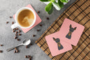 Checkerboard Pink Min Pin Foam Coasters Set of 4 Cup Coasters for Indoor Outdoor, Tabletop Protection, Anti Slip, Mouse pad Material