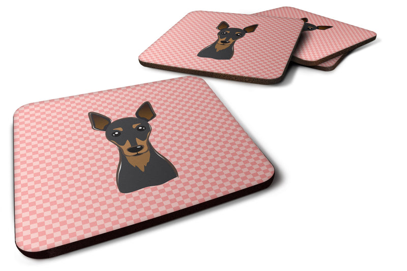 Set of 4 Checkerboard Pink Min Pin Foam Coasters BB1240FC