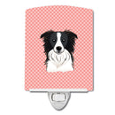 Checkerboard Pink Border Collie Ceramic Night Light Compact, UL-Certified, Ideal for Bedroom, Bathroom, Nursery, Hallway, Kitchen, 6x4x3, Multicolor