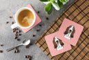 Checkerboard Pink Basset Hound Foam Coasters Set of 4 Cup Coasters for Indoor Outdoor, Tabletop Protection, Anti Slip, Mouse pad Material